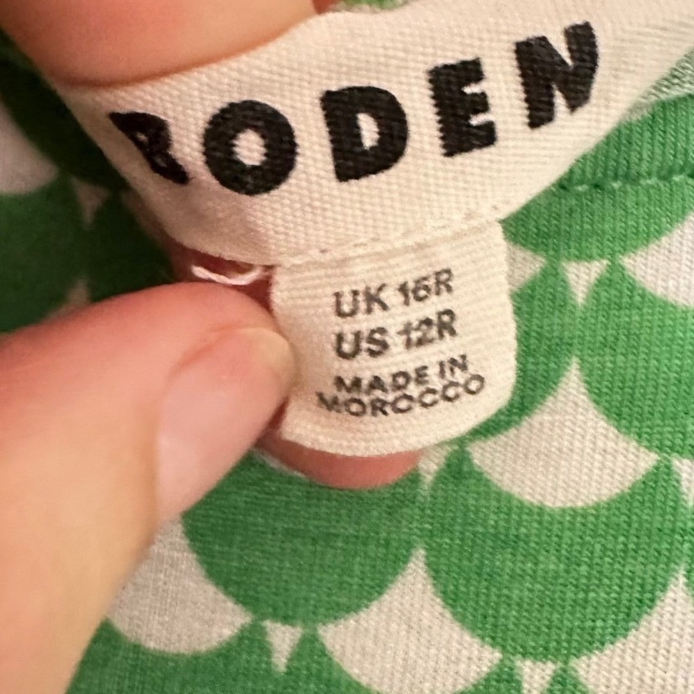 Boden Amelie Midi Dress Green Stretch Jersey Pockets Casual Resort Boho Size 12 - Picture 6 of 7